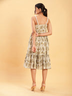 BohoJazz Handblock Boho Dress with Ornate Pearl Straps | Grocsy