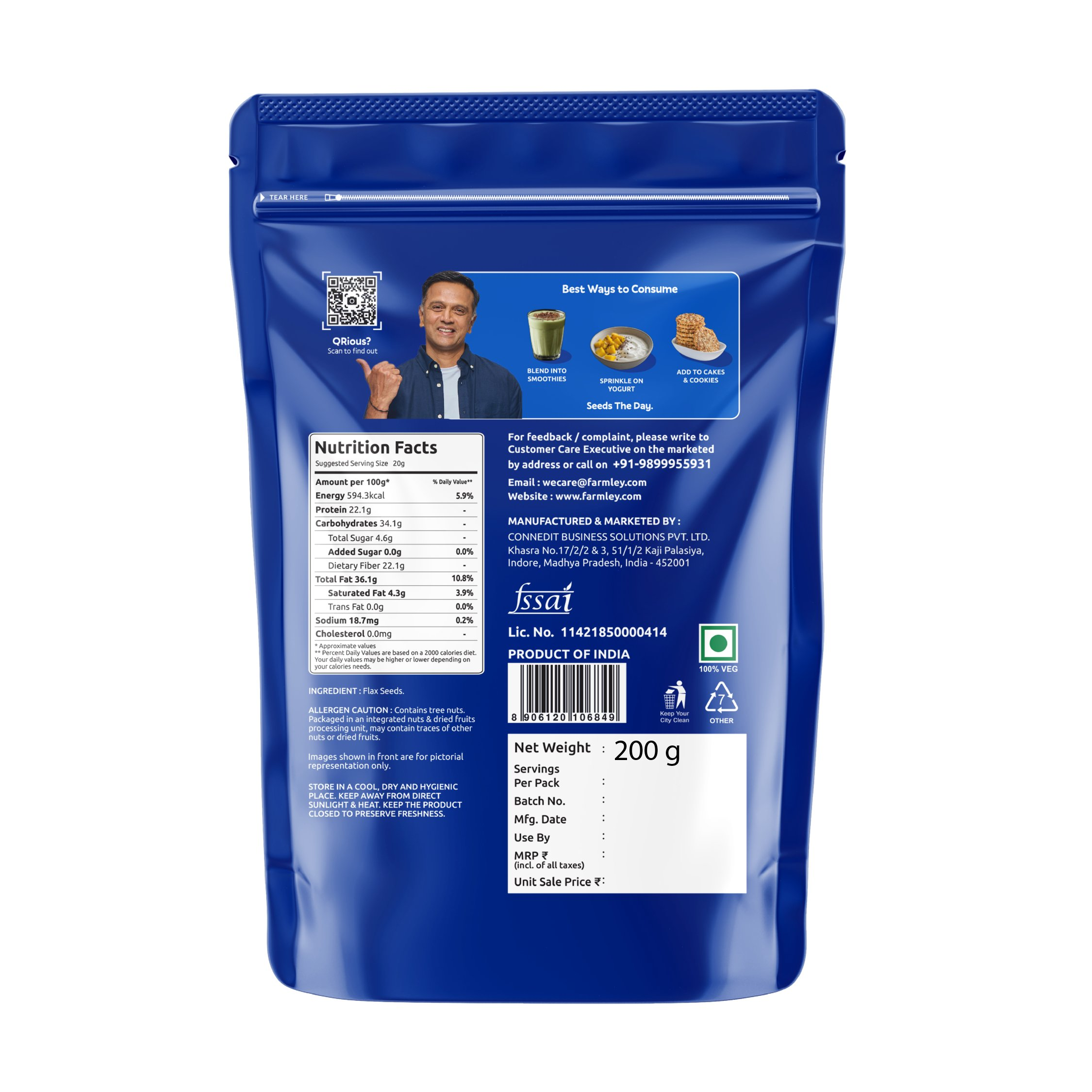 Farmley Premium Flax Seeds (Alsi) | Grocsy