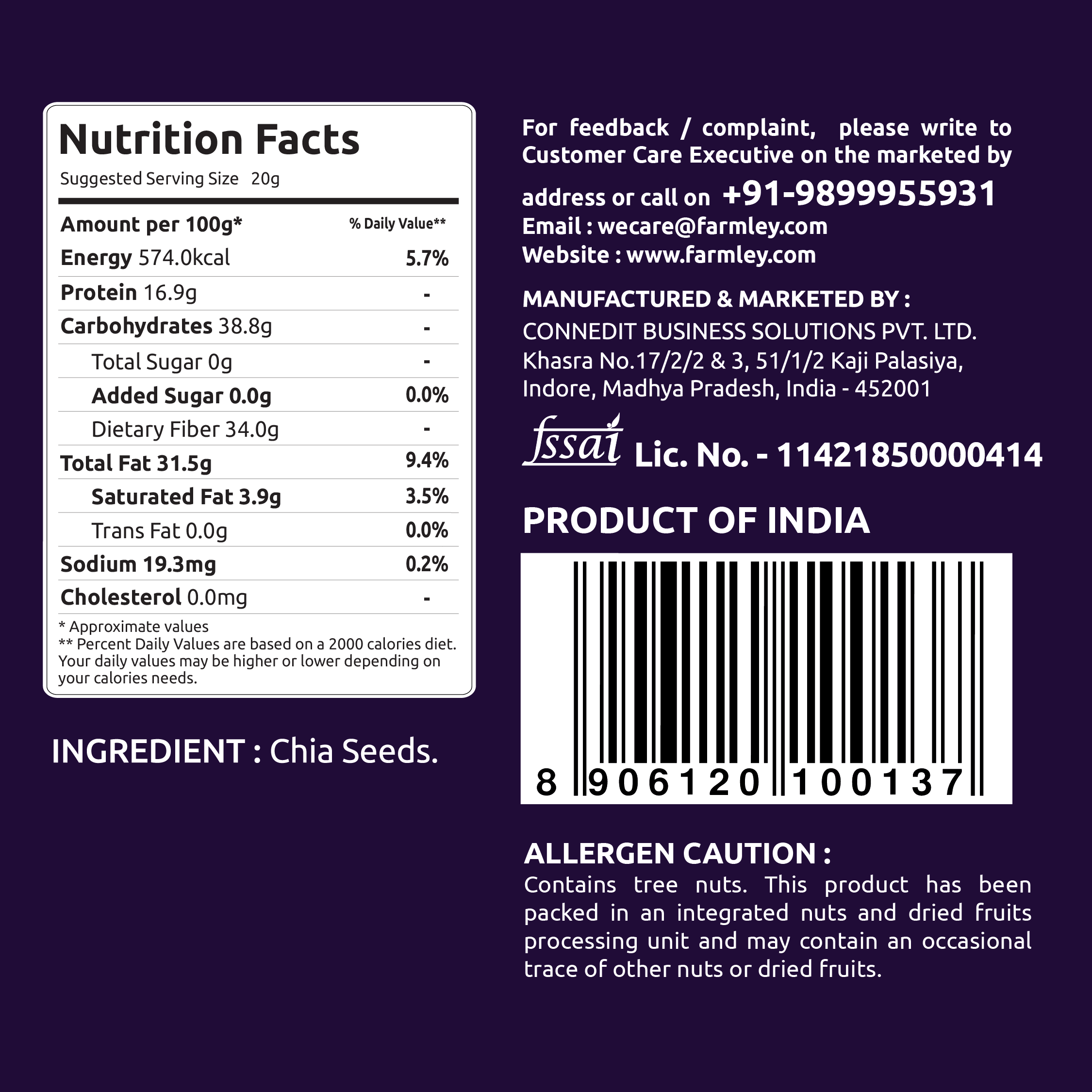 Farmley Chia Seeds | Grocsy