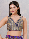 Joban Fashion Women Sequin Navy-Blue Stitched Blouse | Grocsy