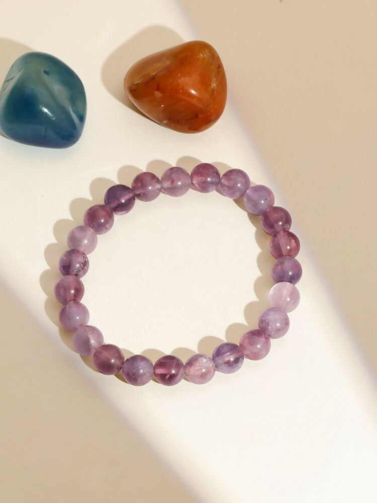 Amethyst Brown and Black Round crystal Beads Elastic Bracelet - Ruby Raang | Grocsy