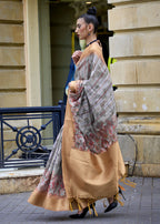 Lovely Grey Polly Brasso Designer Saree - Emponline | Grocsy
