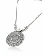 NVR Women Round Mandaliya Silver Plated Necklace | Grocsy