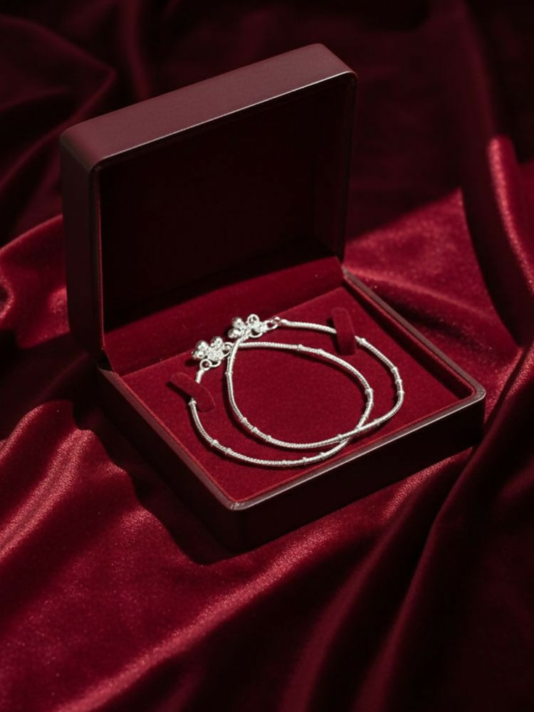 NVR Women Set of 2 Silver Plated Anklet | Grocsy