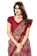 Vamika maroon Printed Art Silk Saree | Grocsy
