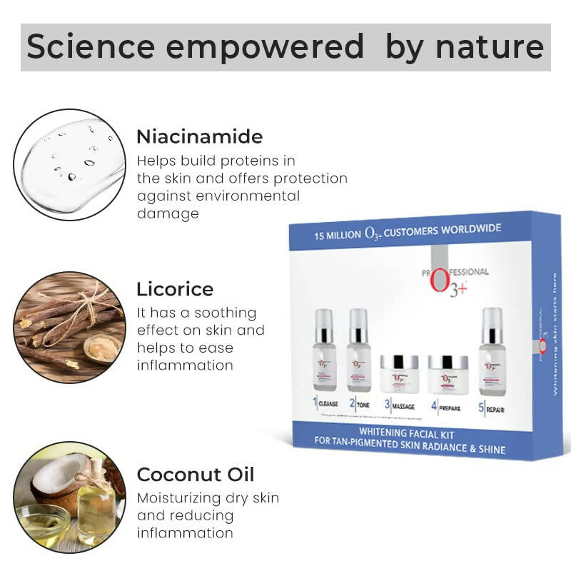 Professional O3+ Whitening Facial Kit for Tan-Pigmented Skin | Grocsy