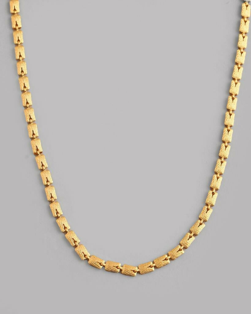 VOJ Gold-Polished Self Design Biscuit Chain For Men | Grocsy