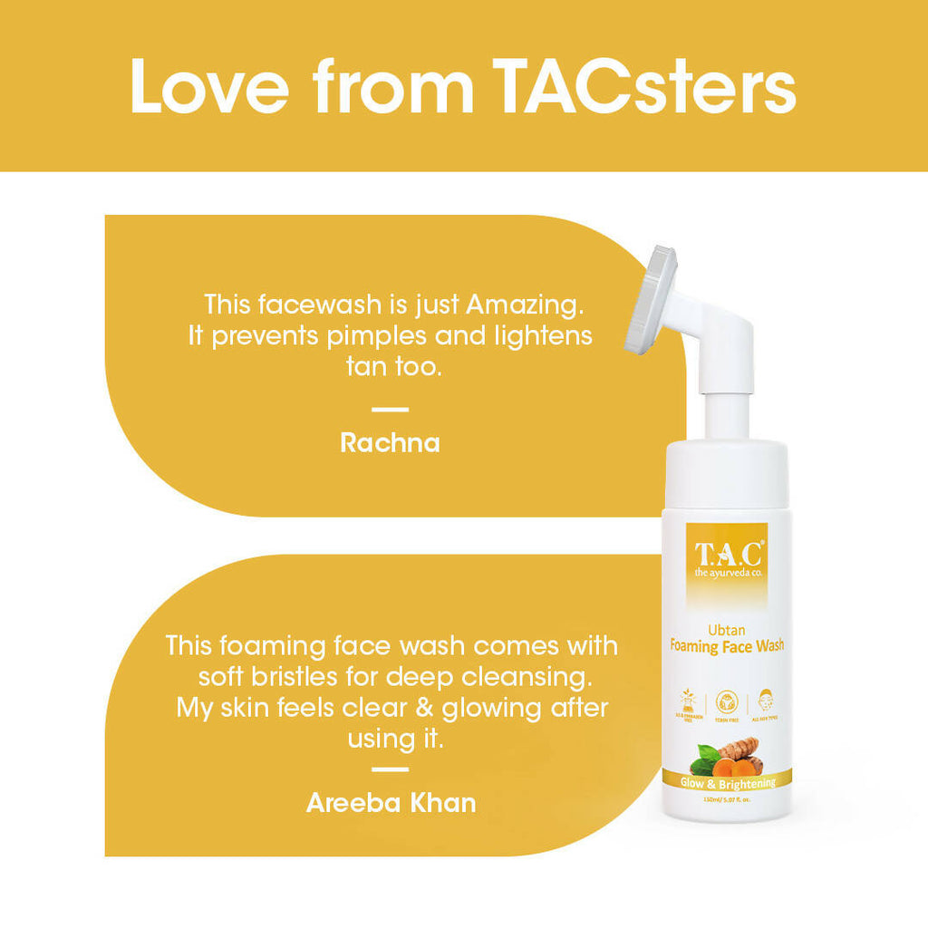 TAC - The Ayurveda Co. Ubtan Foaming Face Wash Tan Removal and Skin Brightening for Women & Men | Grocsy