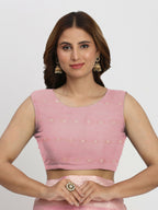 Shree Shyam Fashion Linen Cotton Light Pink Saree | Grocsy