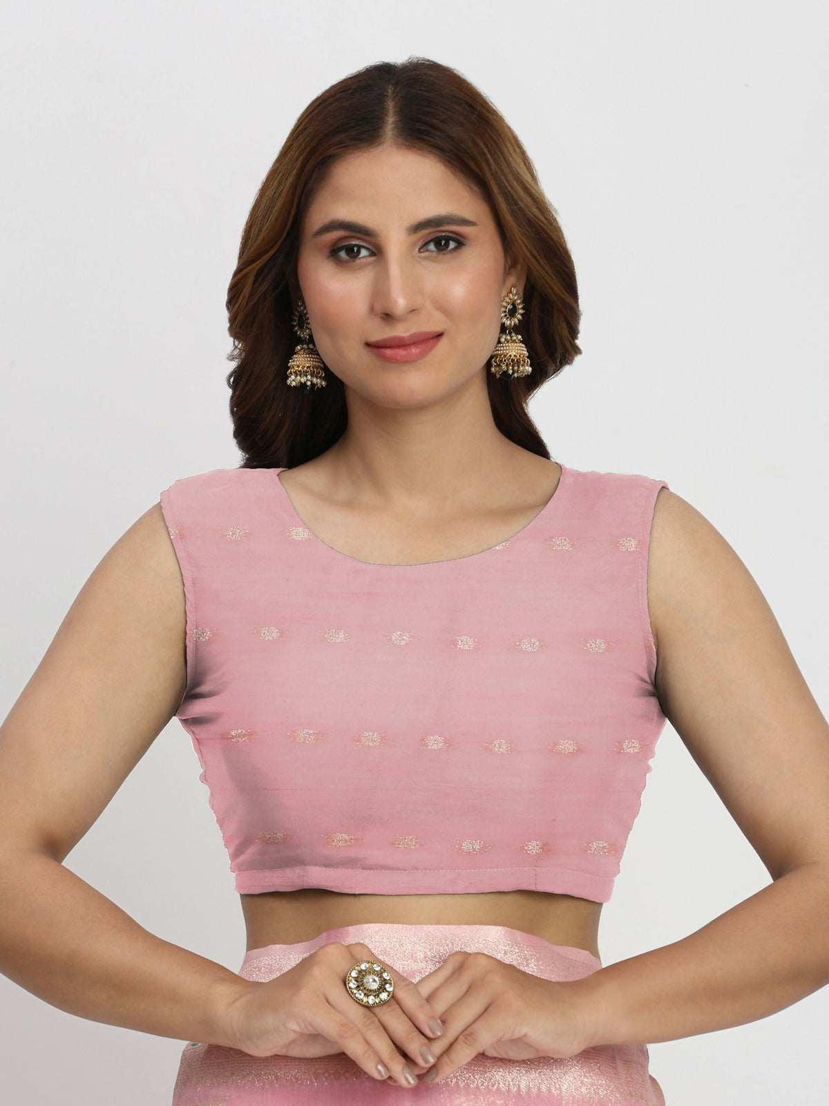 Shree Shyam Fashion Linen Cotton Light Pink Saree | Grocsy