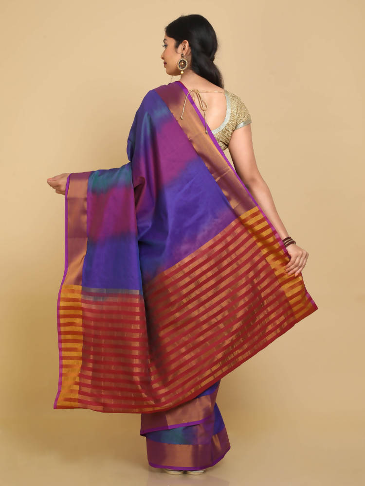 Kalamandir Ikkat Print Multi Color Uppada Saree With Zari Border | Grocsy