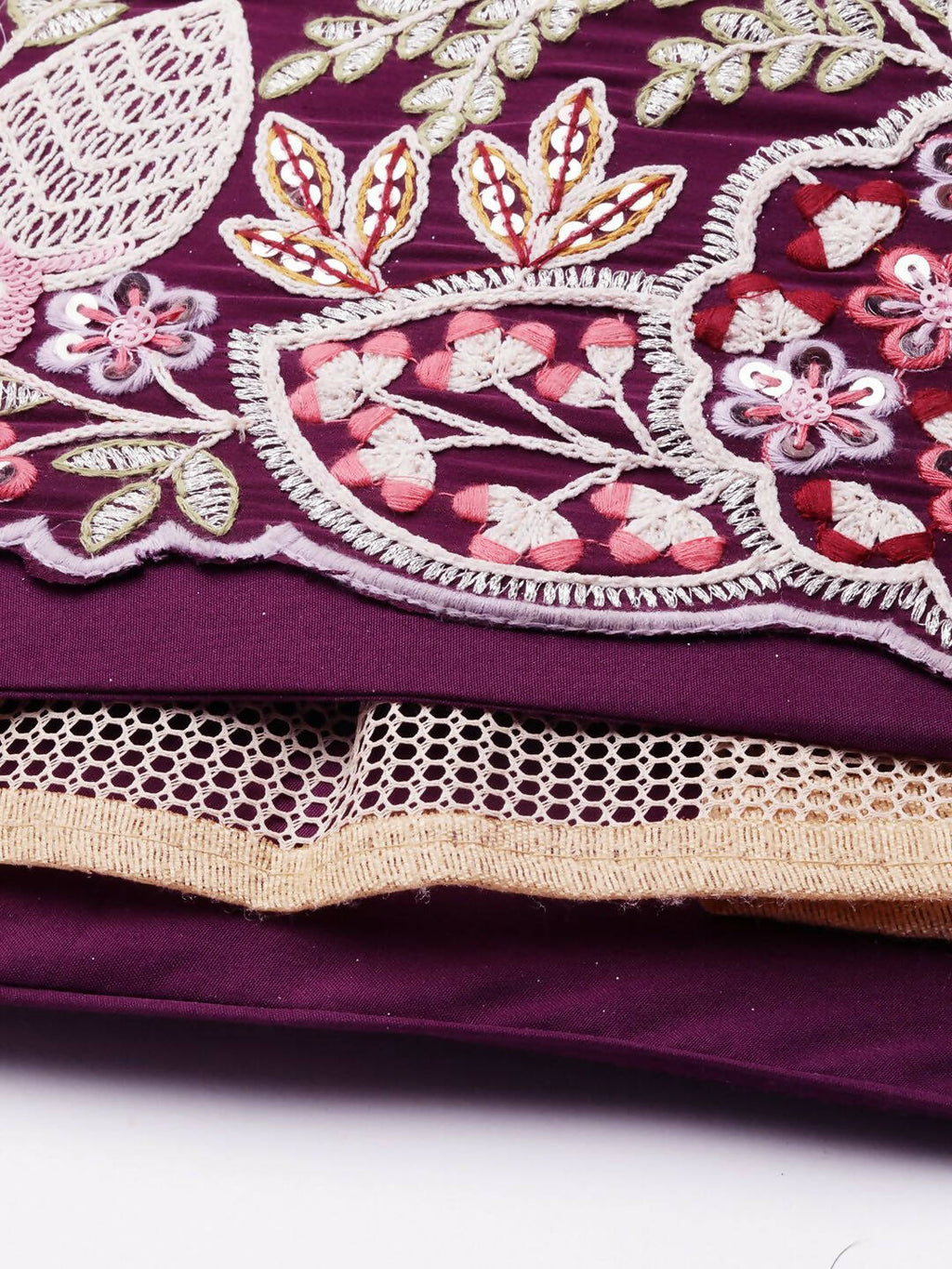 House of Panchhi Burgundy Georgette Sequins and thread embroidery Lehenga choli & Dupatta | Grocsy