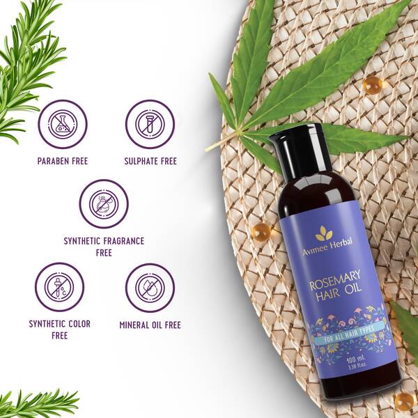 Avimee Herbal Rosemary Hair Oil For Hair Growth With Neem, Amla & Bhringraj Oil | Grocsy