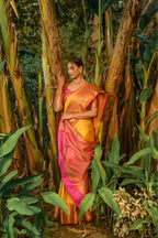 Jyoti Fashion Women's Yellow Kanjivaram Silk Zari Woven Saree with Blouse | Grocsy