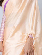 Vastranavya Peach Mandala Print Free Hand Ready to Wear Saree | Grocsy
