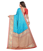 Vamika Blue Printed Art Silk Saree | Grocsy
