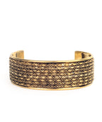 Gold-Polished Alloy Brass Antique Designer Cuff Bangle - The Pari