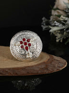 Joban Fashion Women Red Stone Silver Tone Ring | Grocsy