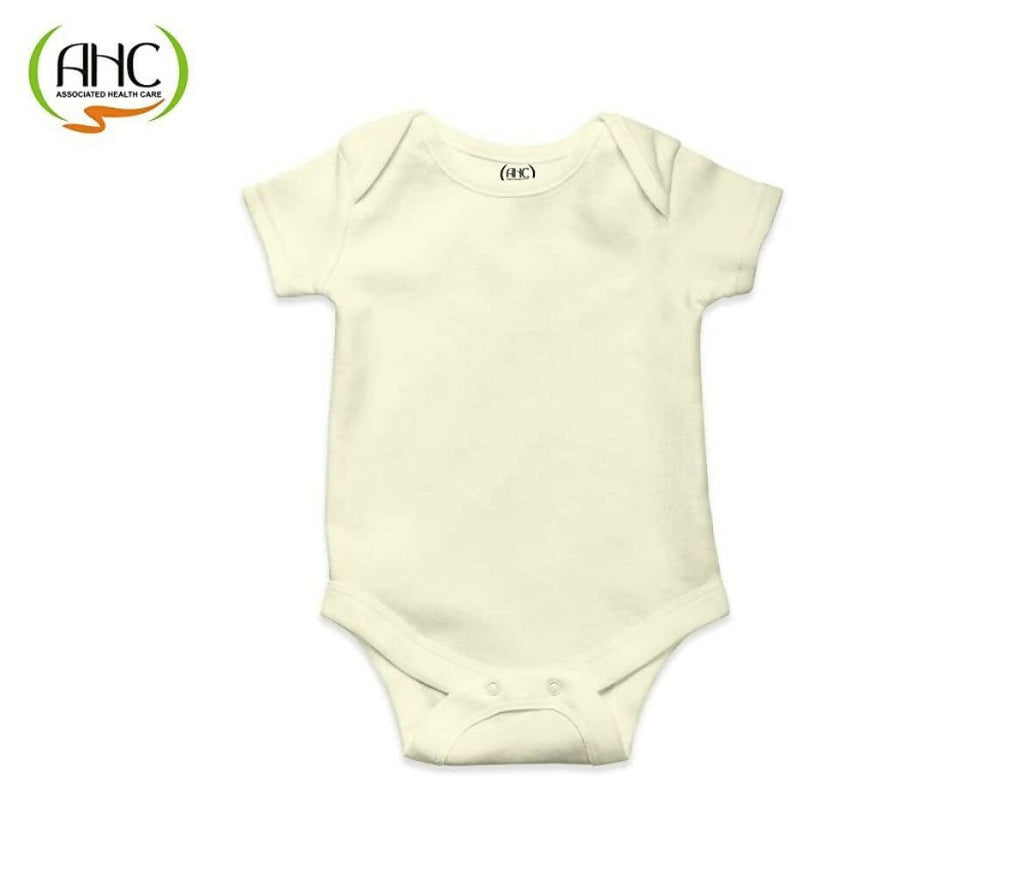 AHC Soft Cotton Short-Sleeve Bodysuits Solid Onesies New Born Infant Dress - Pink/Yellow/Green | Grocsy