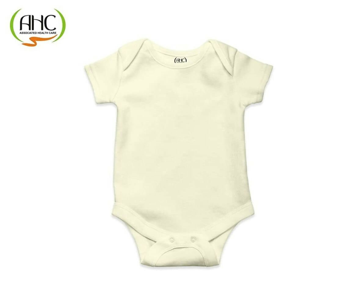 AHC Soft Cotton Short-Sleeve Bodysuits Solid Onesies New Born Infant Dress - Pink/Yellow/Green | Grocsy