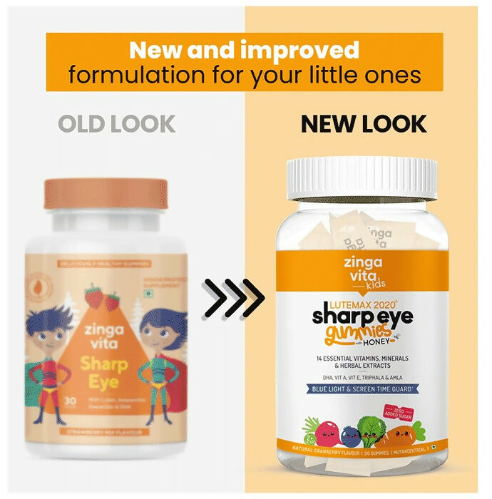 Zingavita Sharp Eye Gummies with Honey for Kids (2+ years) - Cranberry Flavor | Grocsy