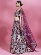 Tulsi Art Breathtaking Wine Sequins Soft Net Function Wear Lehenga Choli | Grocsy