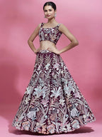 Tulsi Art Breathtaking Wine Sequins Soft Net Function Wear Lehenga Choli | Grocsy