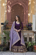 Joban Fashion Purple Georgette Sequence Embroidery Work Kurta Set | Grocsy