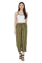 Asmaani Olive Green Color Rayon Fabric Stripped Palazzo | Grocsy