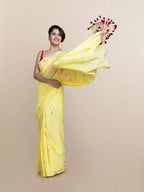 Suta Yellow Maroon Pure Cotton Saree | Grocsy