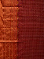 Brown and Mustard Narayanpet Silk Handloom Plain Saree with Traditional Border Design No Blouse - Global Threads | Grocsy