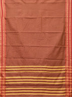 Brown and Rust Bamboo Cotton Saree with Checks Design No Blouse - Global Threads | Grocsy