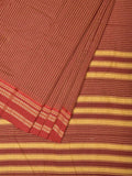 Brown and Rust Bamboo Cotton Saree with Checks Design No Blouse - Global Threads | Grocsy