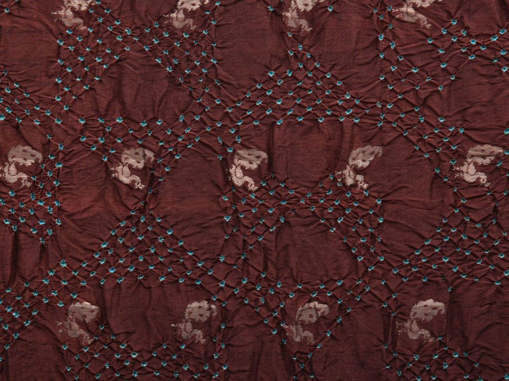 Brown Bandhani Paithani Silk Handloom Saree with Peacocks Border and Pallu Design - Global Threads | Grocsy