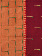 Brown Paithani Silk Handloom Saree with Triple Muniya Border and Pallu Design - Global Threads | Grocsy