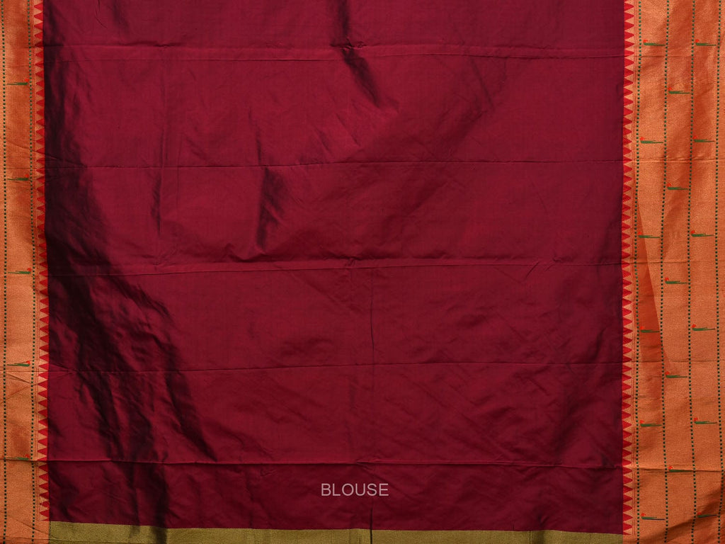 Brown Paithani Silk Handloom Saree with Triple Muniya Border and Pallu Design - Global Threads | Grocsy