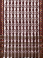 Brown Pochampally Ikat Cotton Handloom Saree with Strips Design No Blouse - Global Threads | Grocsy