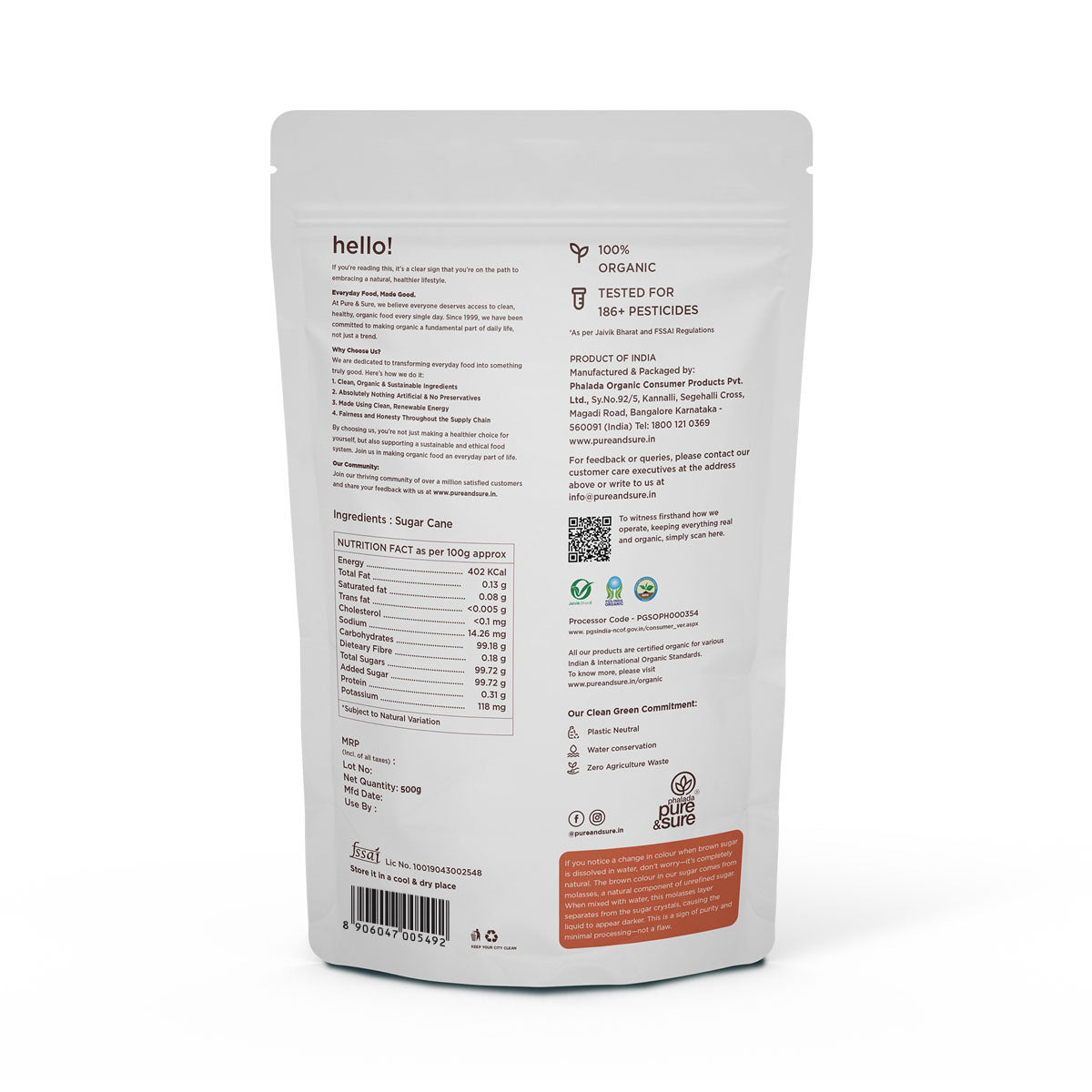 Pure & Sure Organic Sugar Brown | Grocsy