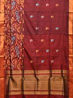 Brown Uppada Silk Handloom Saree with One Side Border Design - Global Threads | Grocsy