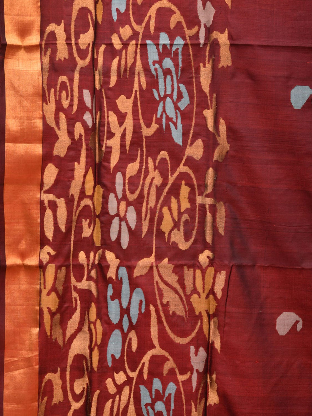 Brown Uppada Silk Handloom Saree with One Side Border Design - Global Threads | Grocsy