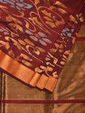 Brown Uppada Silk Handloom Saree with One Side Border Design - Global Threads | Grocsy