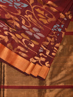 Brown Uppada Silk Handloom Saree with One Side Border Design - Global Threads | Grocsy