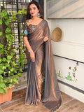 Evanik Soft Fandy Chiffon Beads Embroidered Work Party Wear Saree With Blouse | Grocsy