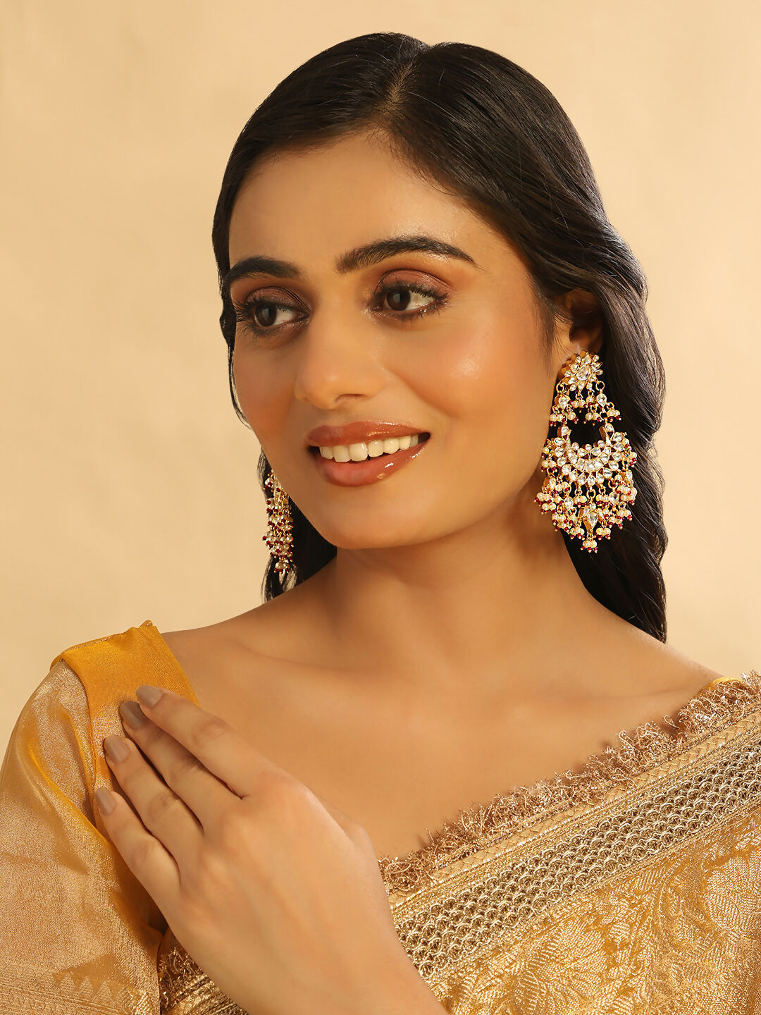 Nuyug 22K Gold Plated Pearl Empress Chandbali Earrings | Grocsy