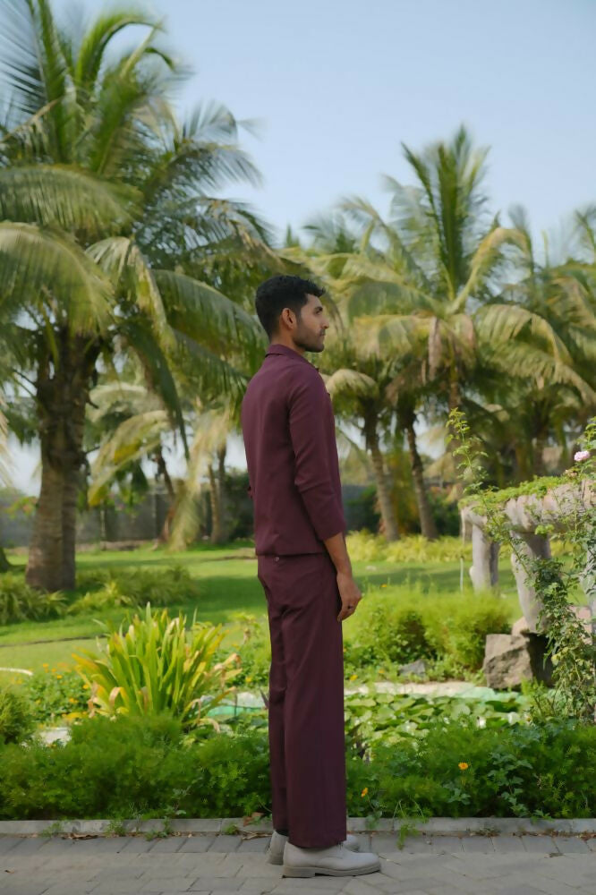 Mono Merge Burgundy Shacket by Hilo Design | Grocsy