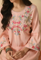 Joban Fashion Peach Cotton Rayon Kurta Set | Grocsy