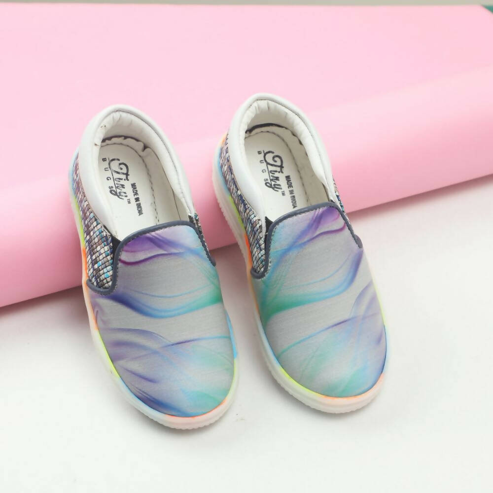 Tiny Bugs Unisex Sea Printed Slip Ons Sneakers - Grey | Grocsy