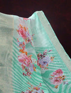 Shades Of Mint Green With Floral Design Semi Chanderi Saree By Gayathri Reddy Designer Studio | Grocsy