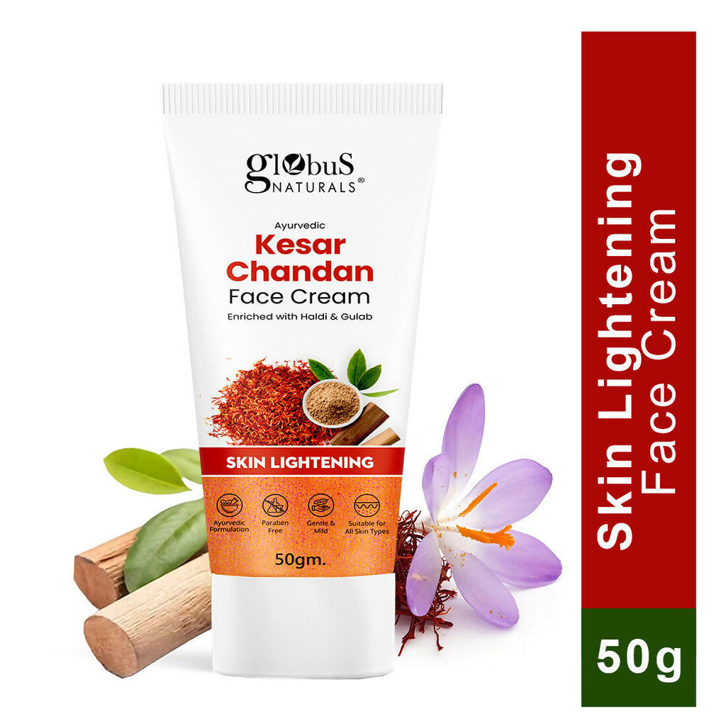 Globus Naturals Daily Glow Kesar Chandan Face Cream with SPF, Skin Lightening Formula For All Skin Types | Grocsy