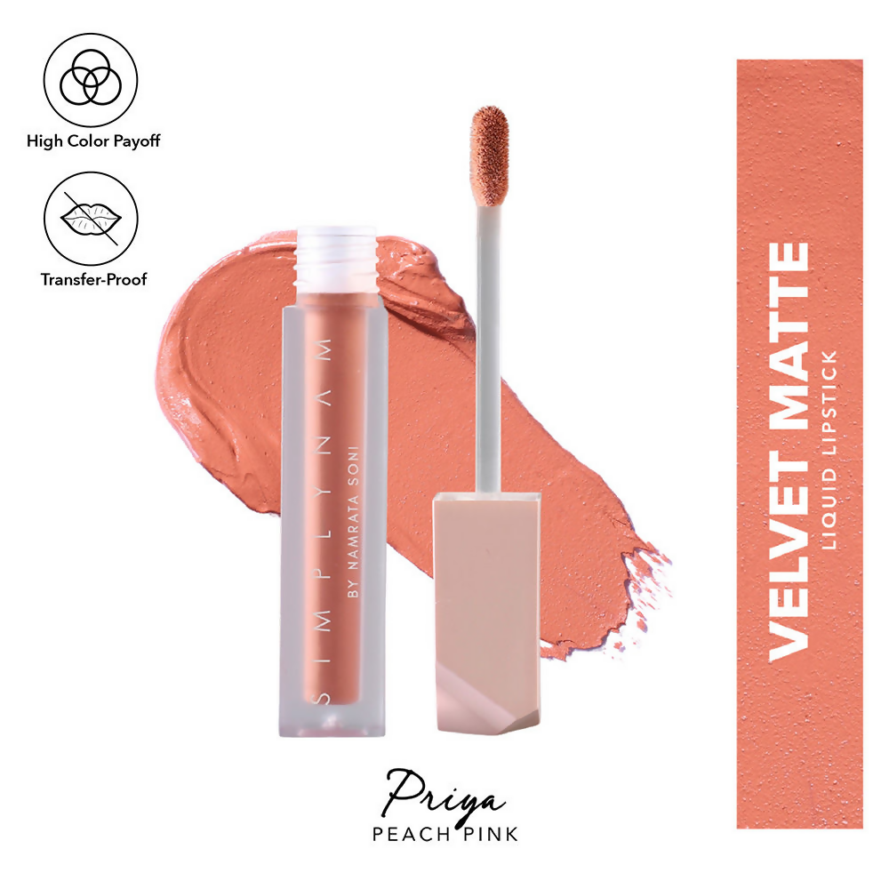 Simply Nam Velvet Matte Liquid Lipstick - Priya Peach Pink | Grocsy